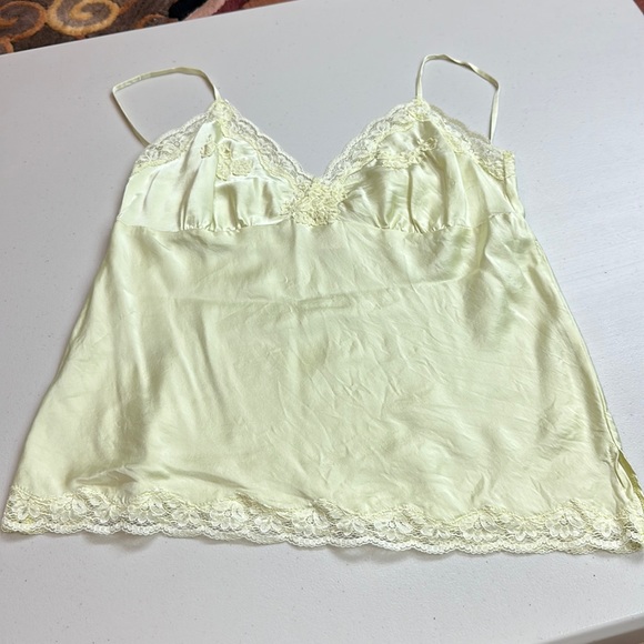 100% Silk Chartreuse Lace Top Camisole Lingerie